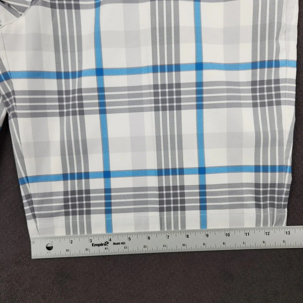 Nike Golf Shorts Mens 40 White Blue Plaid Dri-FIT Tour Performance 483588-100